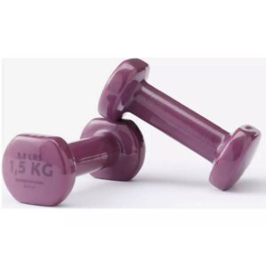 Decathlon 2x1.5kg Vinyl Dumbbells Set for Home - Purple